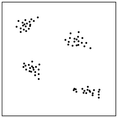 A professional minimalist graphic design illustration using clustered points to create dense visual depth and texture