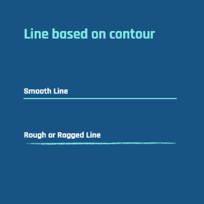A professional typography diagram illustrating smooth and rough or ragged lines based on contour as design elements
