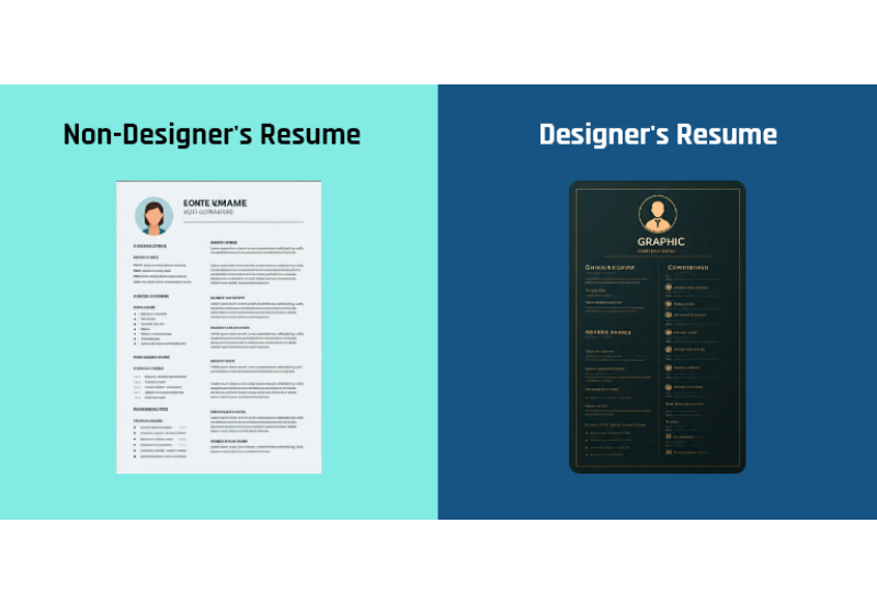 A professional side-by-side comparison illustrating personal branding through a generic profile versus a designer's optimized identity