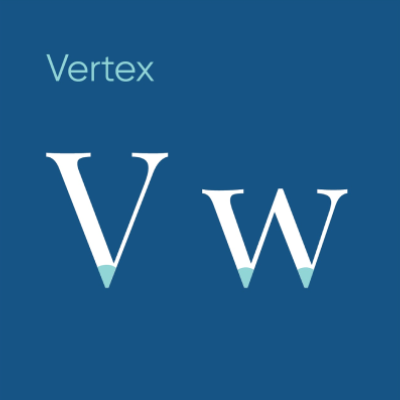 A professional typography diagram illustrating the vertex anatomy of a typeface using the letters V and w