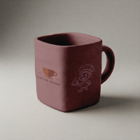 A professional free clay mug mockup featuring a dark ceramic coffee cup for creative brand identity presentation