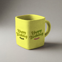 A professional free clay mug mockup featuring a yellow ceramic coffee cup for creative brand identity presentation