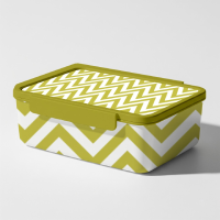 A professional ice cream box mockup featuring a lime green and white chevron pattern for creative food packaging