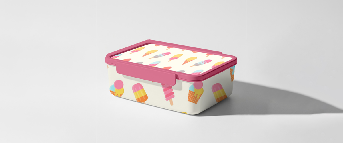 A professional rectangular ice cream box mockup with colorful popsicle pattern freebie