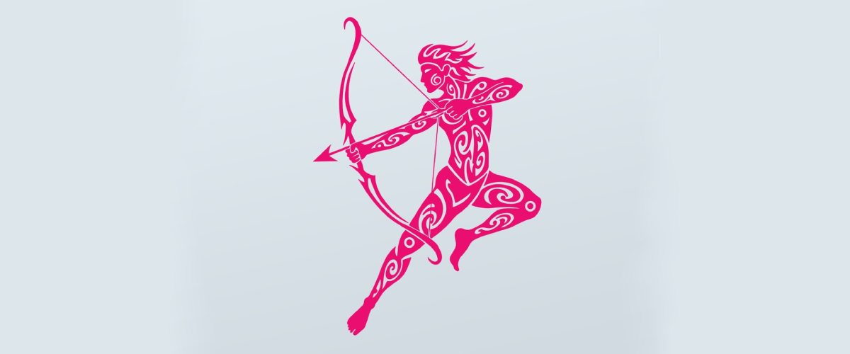 A pink Sagittarius zodiac sign brush silhouette featuring a tribal archer design freebie