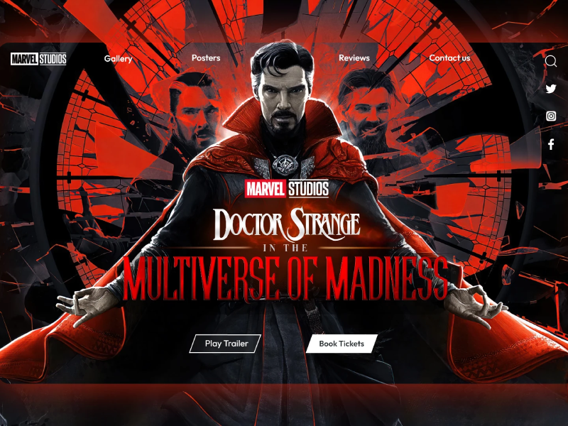 A UI/UX concept website design for Marvel Studios' Doctor Strange in the Multiverse of Madness.