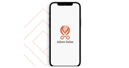 A professional UI UX case study showing a salon service mobile app design with Adore Salon branding