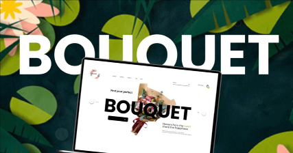 A professional UI UX case study for an online flower store featuring the Bouquet website design