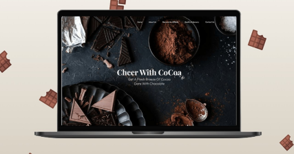 A professional UI UX case study showing a chocolate factory web design for Cheer With CoCoa