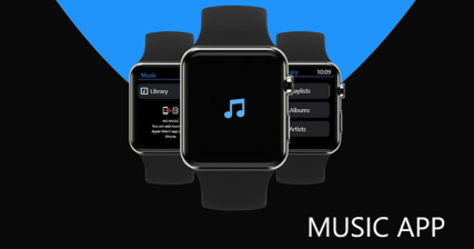 A professional UI UX case study showing a music management platform app design for iOS smart watch