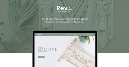 A professional UI UX case study showing a Reva handmade macrame art and customized products web design