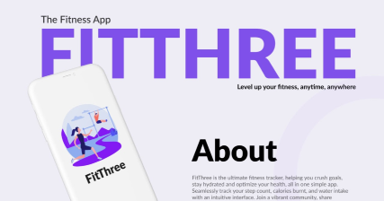 A professional UI UX case study showing a fitness tracker mobile app design for FitThree on iOS