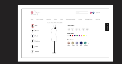 A professional UI UX case study showing a customized exclusive fashion store e-commerce web design for Miyra