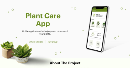 A professional UI UX case study showing a plant care guidance and tracking mobile app design