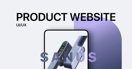 A professional UI UX case study for the Sanus UVC sterilization platform featuring a clean product website