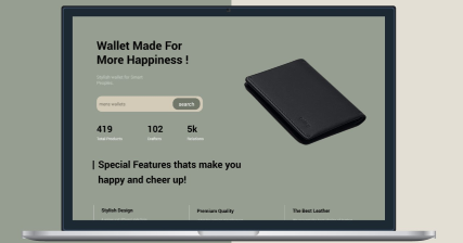 A professional UI UX case study showing a premium leather wallet e-commerce web design for Woodland