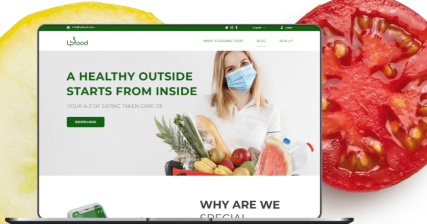 A professional UI UX case study showing an organic products e-commerce web design for Upfood brand