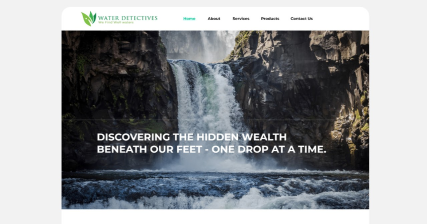 A professional UI UX case study showing a groundwater survey and water management services web design
