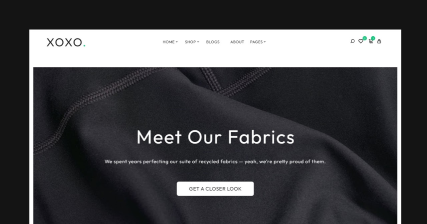 A professional UI UX case study showing a recycled clothing and accessories web design for XOXO brand
